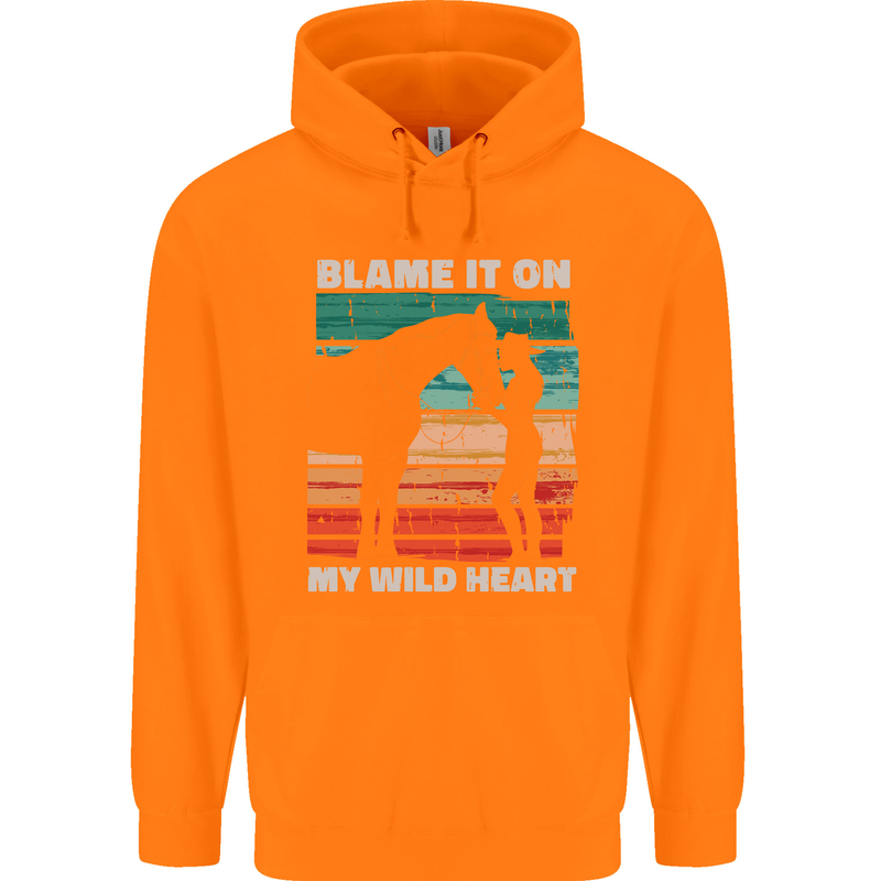 Horse Riding My Wild Heart Equestrian Childrens Kids Hoodie Orange