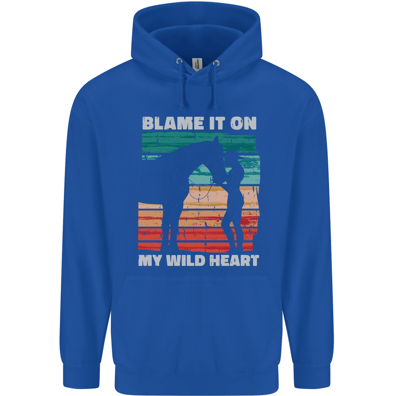 Horse Riding My Wild Heart Equestrian Childrens Kids Hoodie Royal Blue