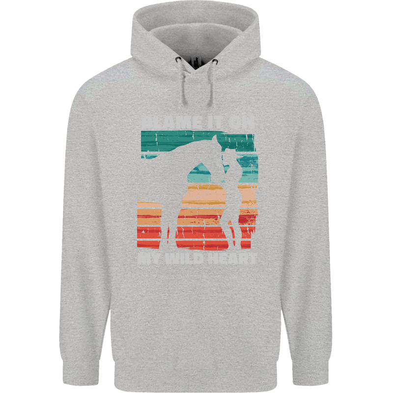 Horse Riding My Wild Heart Equestrian Childrens Kids Hoodie Sports Grey