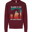 Horse Riding My Wild Heart Equestrian Kids Sweatshirt Jumper Maroon