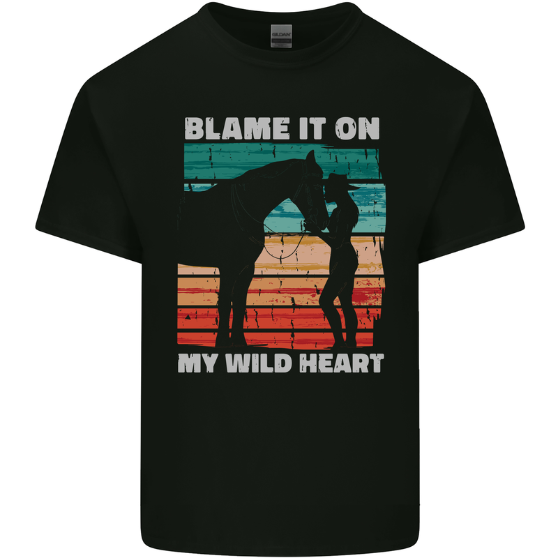 Horse Riding My Wild Heart Equestrian Kids T-Shirt Childrens Black