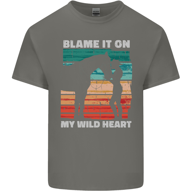 Horse Riding My Wild Heart Equestrian Kids T-Shirt Childrens Charcoal