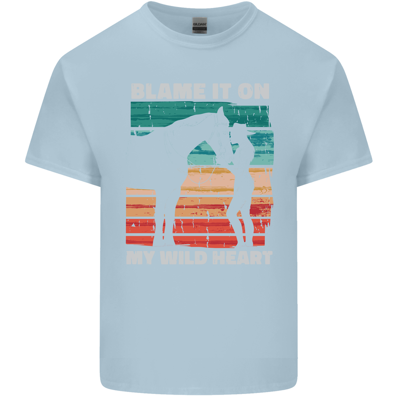 Horse Riding My Wild Heart Equestrian Kids T-Shirt Childrens Light Blue