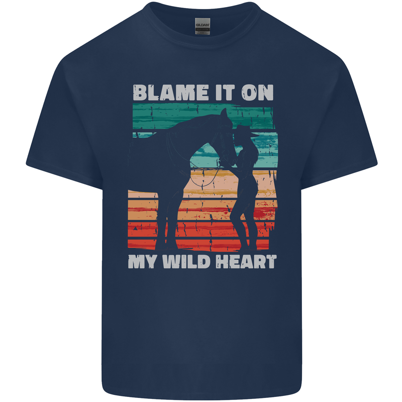 Horse Riding My Wild Heart Equestrian Kids T-Shirt Childrens Navy Blue