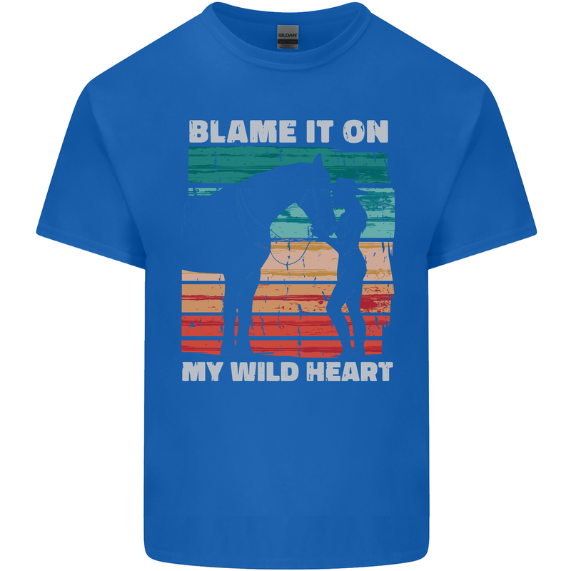 Horse Riding My Wild Heart Equestrian Kids T-Shirt Childrens Royal Blue