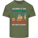Horse Riding My Wild Heart Equestrian Mens Cotton T-Shirt Tee Top Military Green