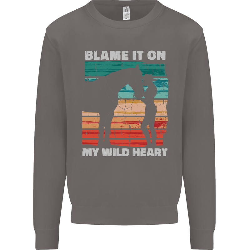 Horse Riding My Wild Heart Equestrian Mens Sweatshirt Jumper Charcoal