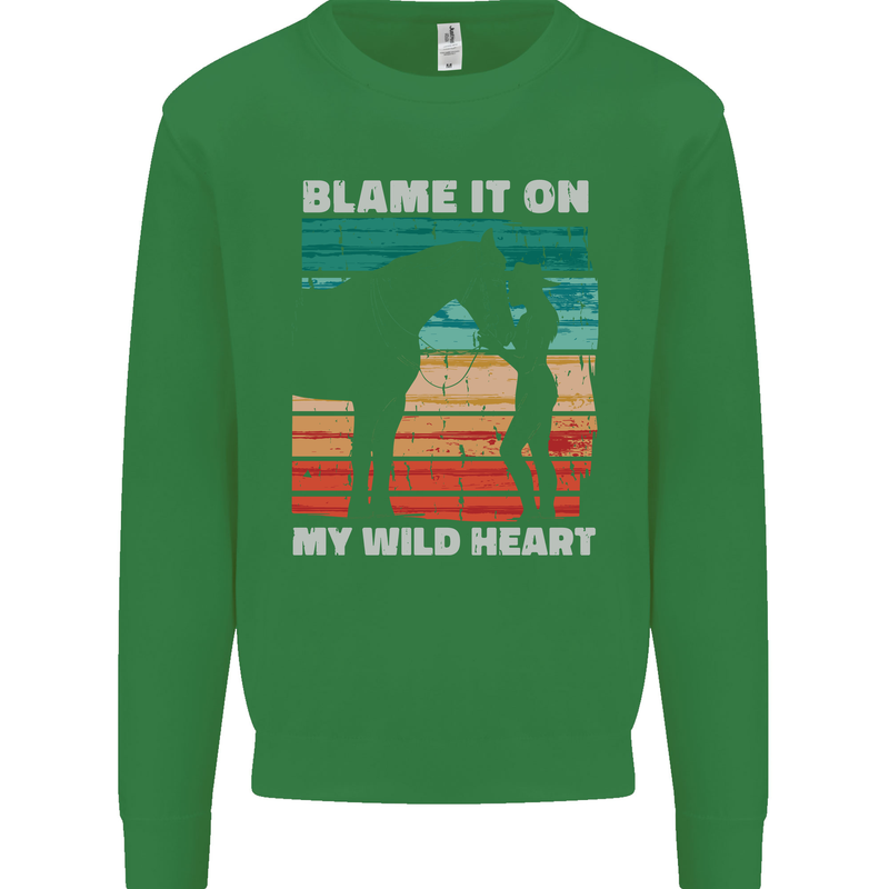 Horse Riding My Wild Heart Equestrian Mens Sweatshirt Jumper Irish Green
