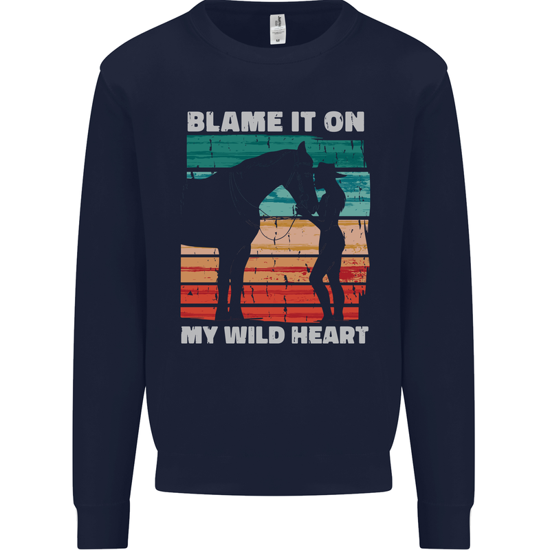 Horse Riding My Wild Heart Equestrian Mens Sweatshirt Jumper Navy Blue