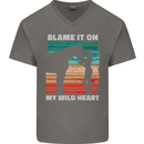 Horse Riding My Wild Heart Equestrian Mens V-Neck Cotton T-Shirt Charcoal