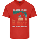 Horse Riding My Wild Heart Equestrian Mens V-Neck Cotton T-Shirt Red