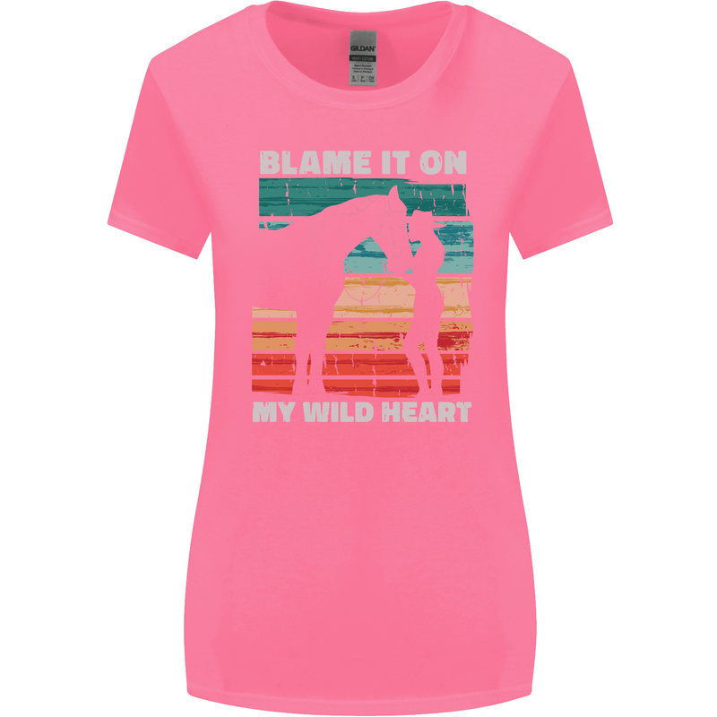 Horse Riding My Wild Heart Equestrian Womens Wider Cut T-Shirt Azalea