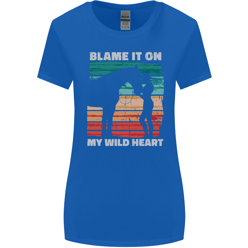 Horse Riding My Wild Heart Equestrian Womens Wider Cut T-Shirt Royal Blue