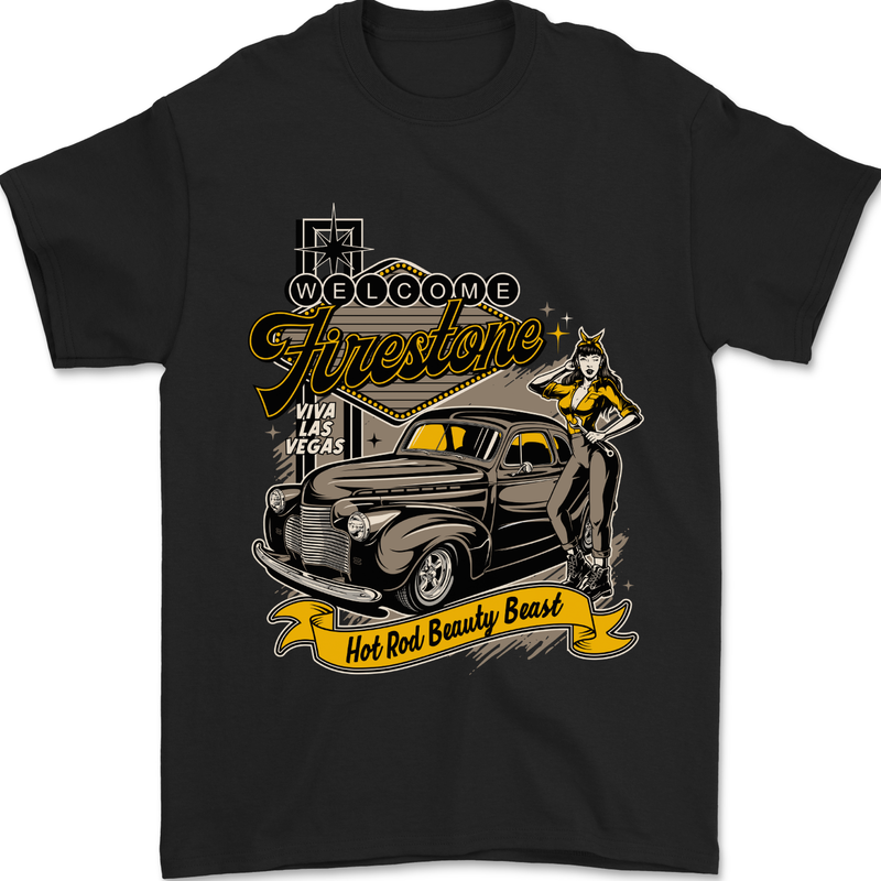 Hot Rod Beauty Beast Las Vegas Mens T-Shirt 100% Cotton Black