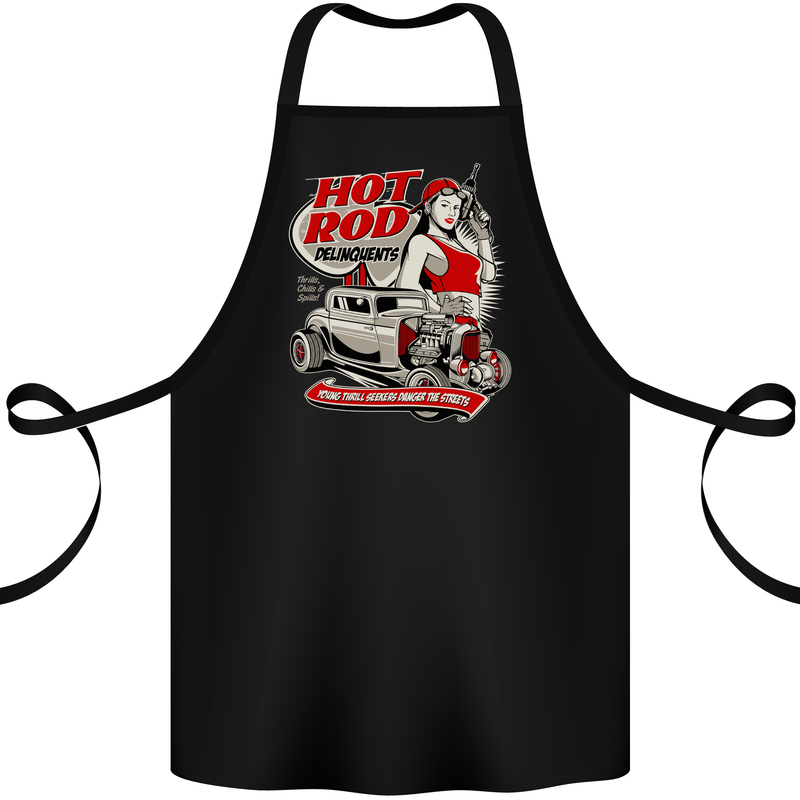 Hot Rod Delinquents Thrills Chills & Spills Cotton Apron 100% Organic Black
