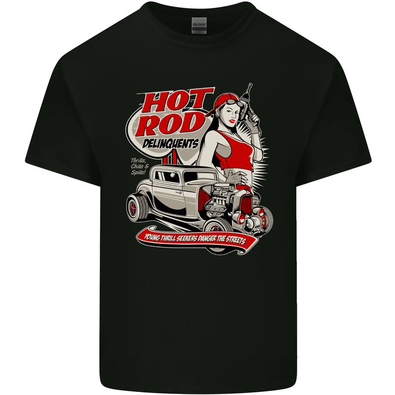 Hot Rod Delinquents Thrills Chills & Spills Mens Cotton T-Shirt Tee Top Black