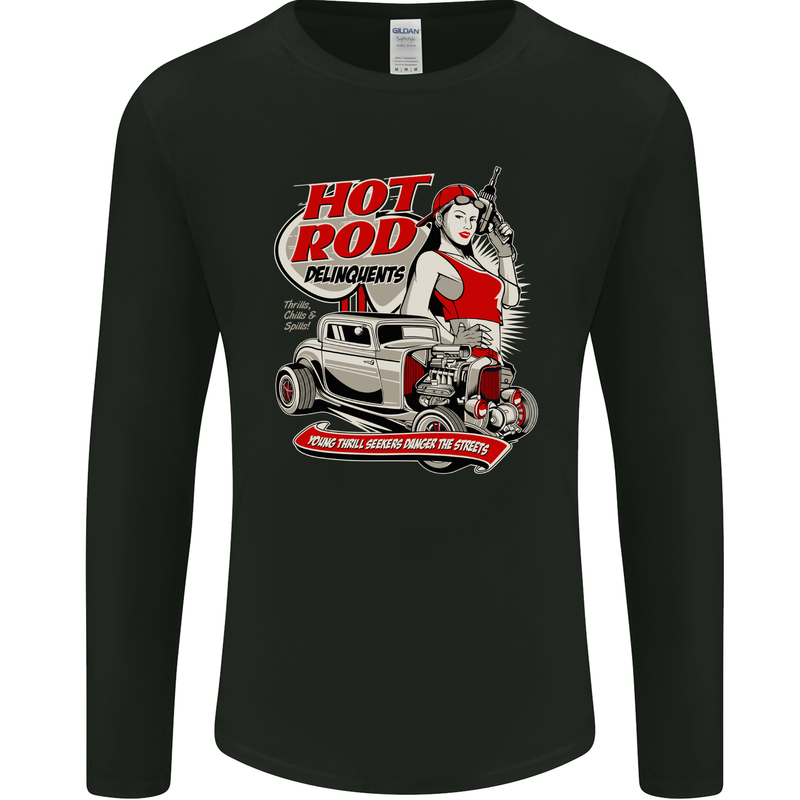 Hot Rod Delinquents Thrills Chills & Spills Mens Long Sleeve T-Shirt Black