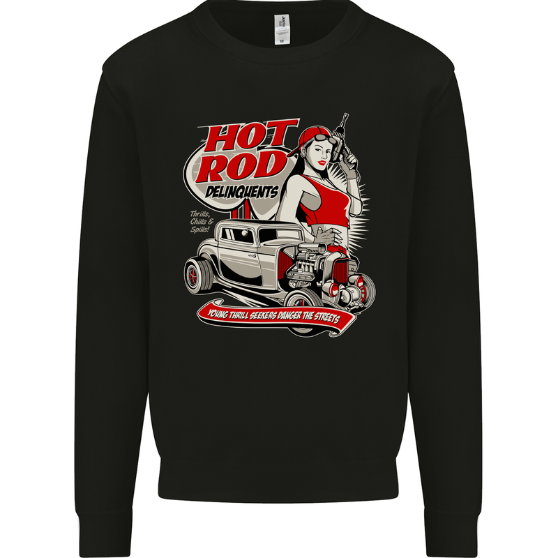 Hot Rod Delinquents Thrills Chills & Spills Mens Sweatshirt Jumper Black