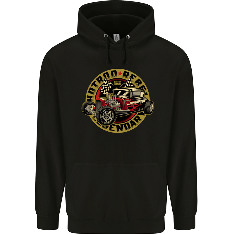 Hot Rod Rebel Legendary Mens 80% Cotton Hoodie Black