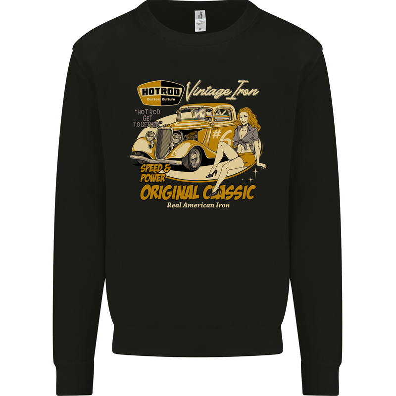 Hot Rod Vintage Iron Original Classic Mens Sweatshirt Jumper Black