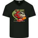 Hot Rods Wild and Free American Classic Cars Mens V-Neck Cotton T-Shirt Black