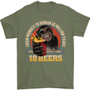 Human to Monkey in 10 Beers Funny Alcohol Mens T-Shirt 100% Cotton Military Green