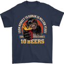 Human to Monkey in 10 Beers Funny Alcohol Mens T-Shirt 100% Cotton Navy Blue