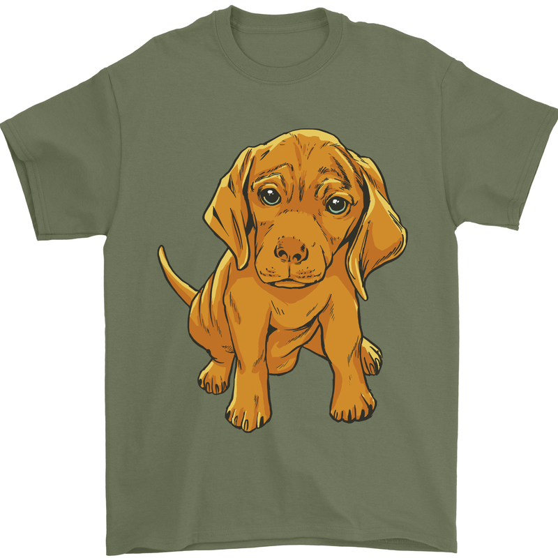 Hungarian Magyar Magyar Vizsla Puppy Dog Mens T-Shirt 100% Cotton Military Green