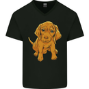 Hungarian Magyar Magyar Vizsla Puppy Dog Mens V-Neck Cotton T-Shirt Black