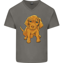 Hungarian Magyar Magyar Vizsla Puppy Dog Mens V-Neck Cotton T-Shirt Charcoal