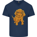 Hungarian Magyar Magyar Vizsla Puppy Dog Mens V-Neck Cotton T-Shirt Navy Blue