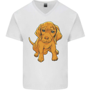 Hungarian Magyar Magyar Vizsla Puppy Dog Mens V-Neck Cotton T-Shirt White