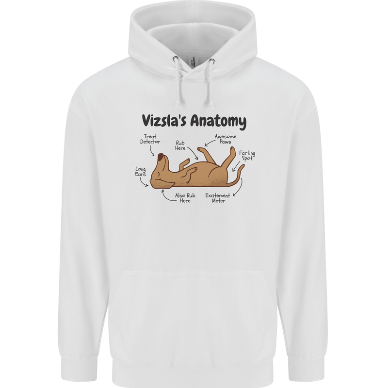 Hungarian Magyar Vizsla Anatomy Funny Dog Mens 80% Cotton Hoodie White