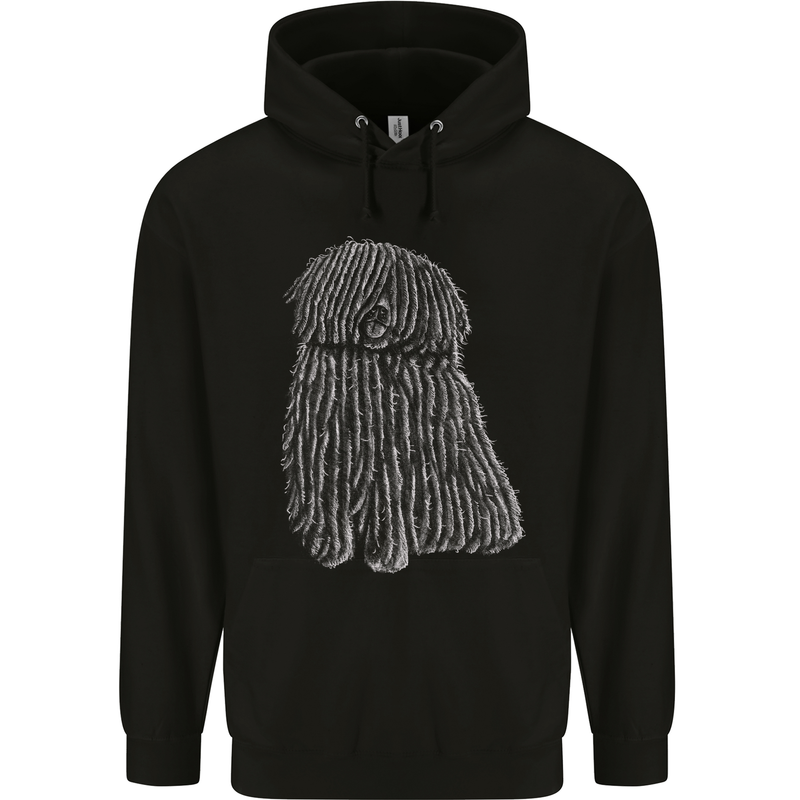 Hungarian Puli Dog Mens 80% Cotton Hoodie Black