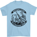 Hunting Game is a Waiting Game Hunter Skull Mens T-Shirt 100% Cotton Light Blue