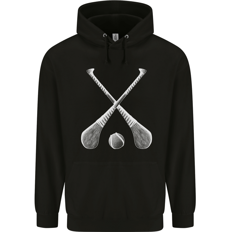 Hurling Bats and Ball Childrens Kids Hoodie Black