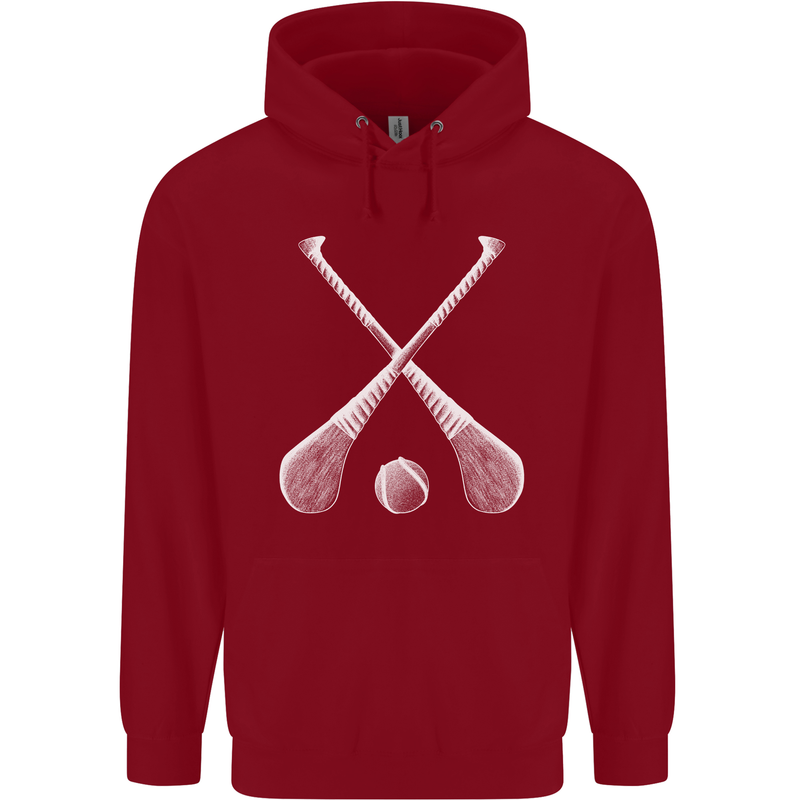 Hurling Bats and Ball Childrens Kids Hoodie Red