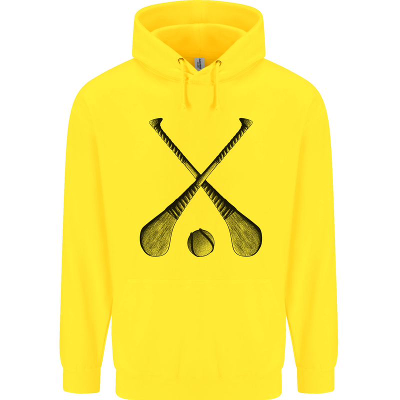 Hurling Bats and Ball Childrens Kids Hoodie Yellow