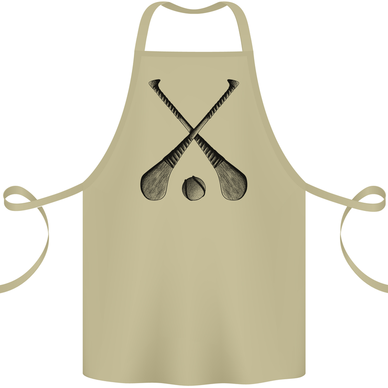 Hurling Bats and Ball Cotton Apron 100% Organic Khaki