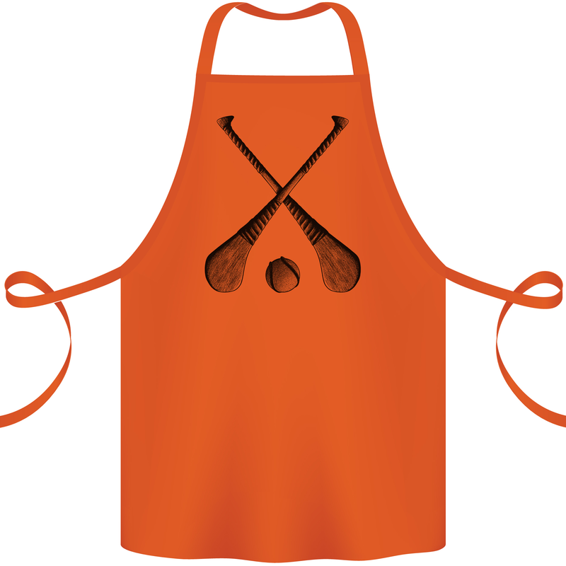 Hurling Bats and Ball Cotton Apron 100% Organic Orange