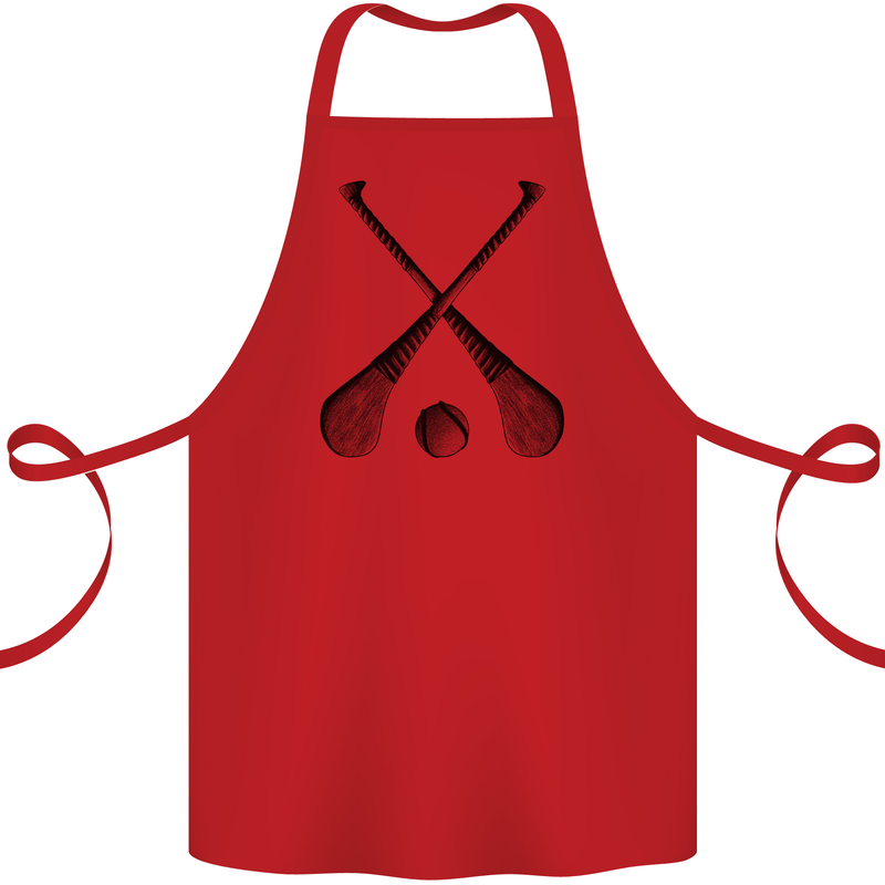 Hurling Bats and Ball Cotton Apron 100% Organic Red