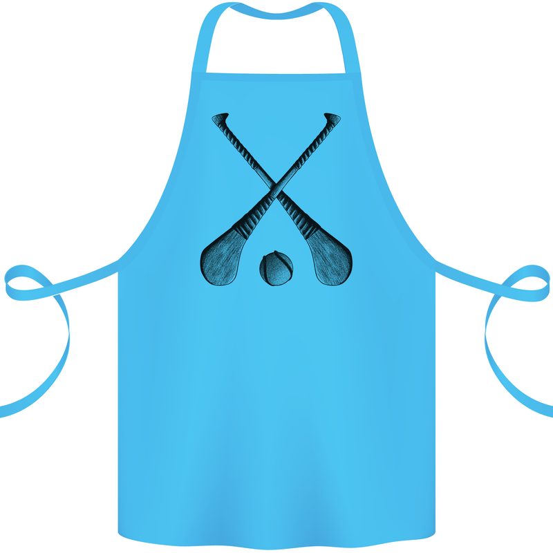 Hurling Bats and Ball Cotton Apron 100% Organic Turquoise