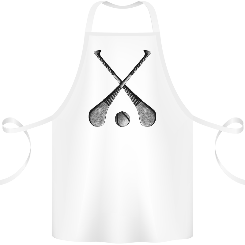 Hurling Bats and Ball Cotton Apron 100% Organic White