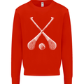 Hurling Bats and Ball Kids Sweatshirt Jumper Bright Red