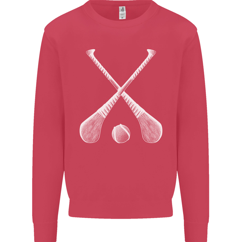 Hurling Bats and Ball Kids Sweatshirt Jumper Heliconia