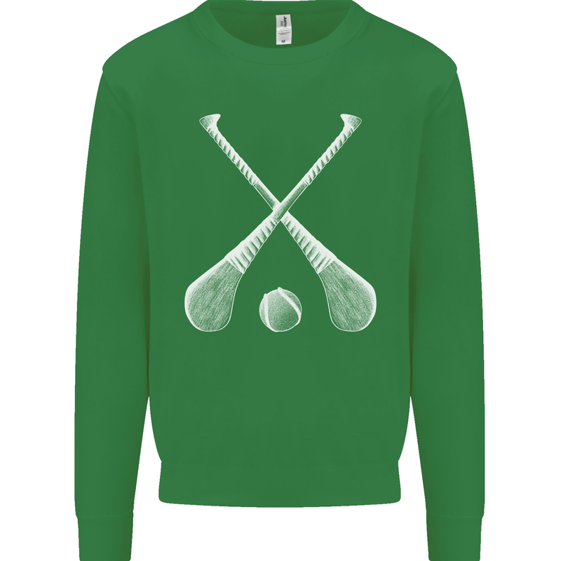Hurling Bats and Ball Kids Sweatshirt Jumper Irish Green