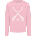 Hurling Bats and Ball Kids Sweatshirt Jumper Light Pink