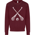 Hurling Bats and Ball Kids Sweatshirt Jumper Maroon