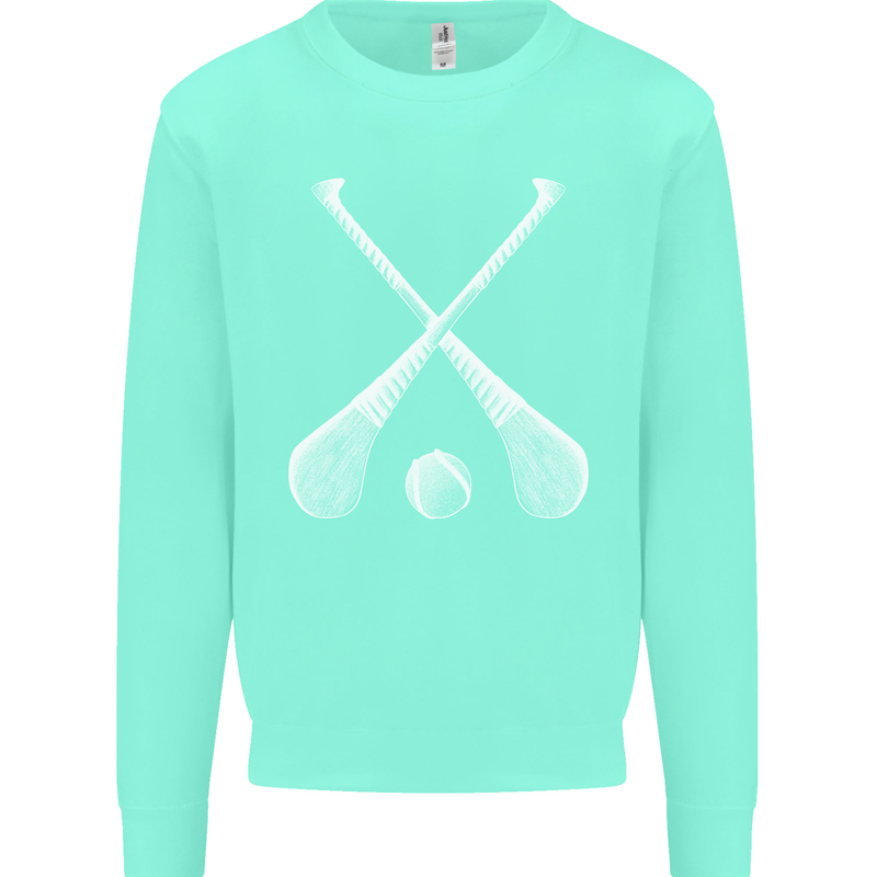 Hurling Bats and Ball Kids Sweatshirt Jumper Peppermint