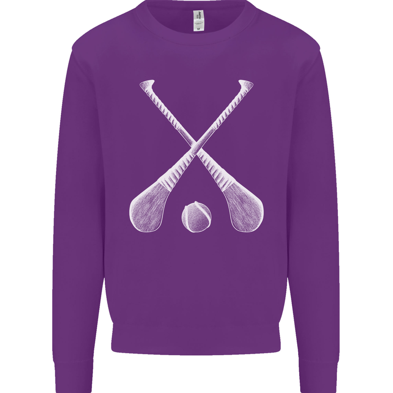 Hurling Bats and Ball Kids Sweatshirt Jumper Purple